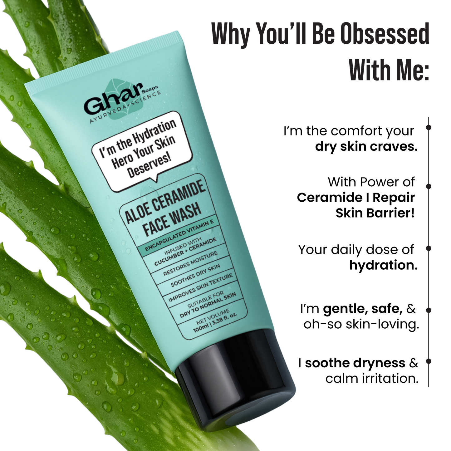 Aloe-Ceramide Face Wash For Dry to Normal Skin